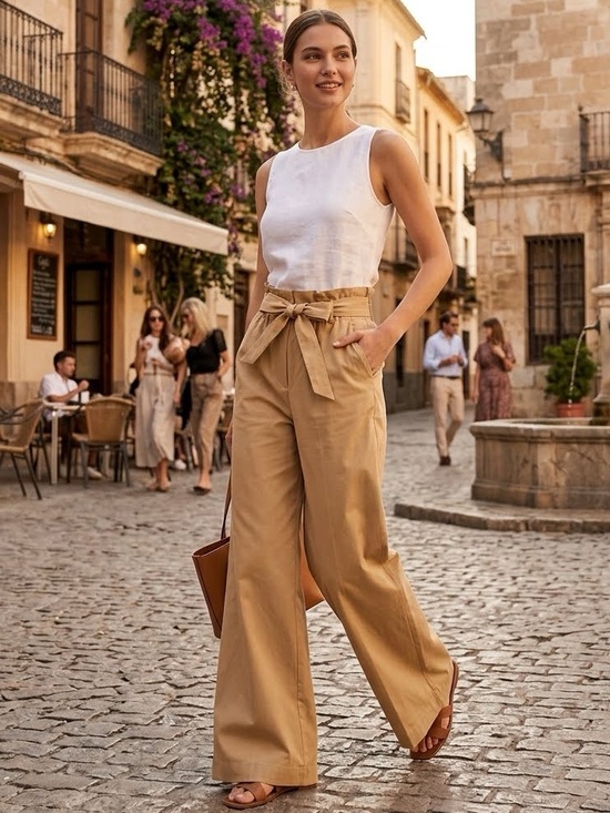 Pants - Mustard Yellow Elastic Waist Wide Leg Pants Size M